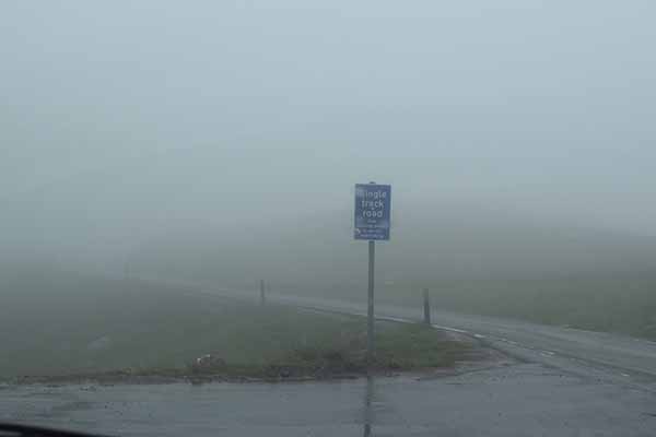 Foggy mountain road