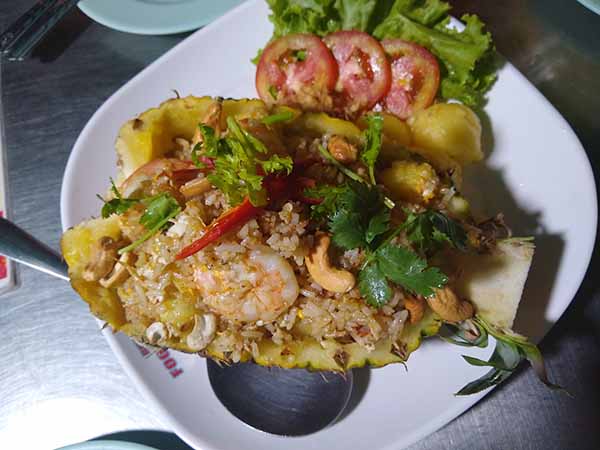 Bangkok street food, stuffed pineapple